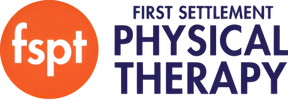 First Settlement Physical Therapy logo with the orange fspt circle mark beside the practice name in navy lettering