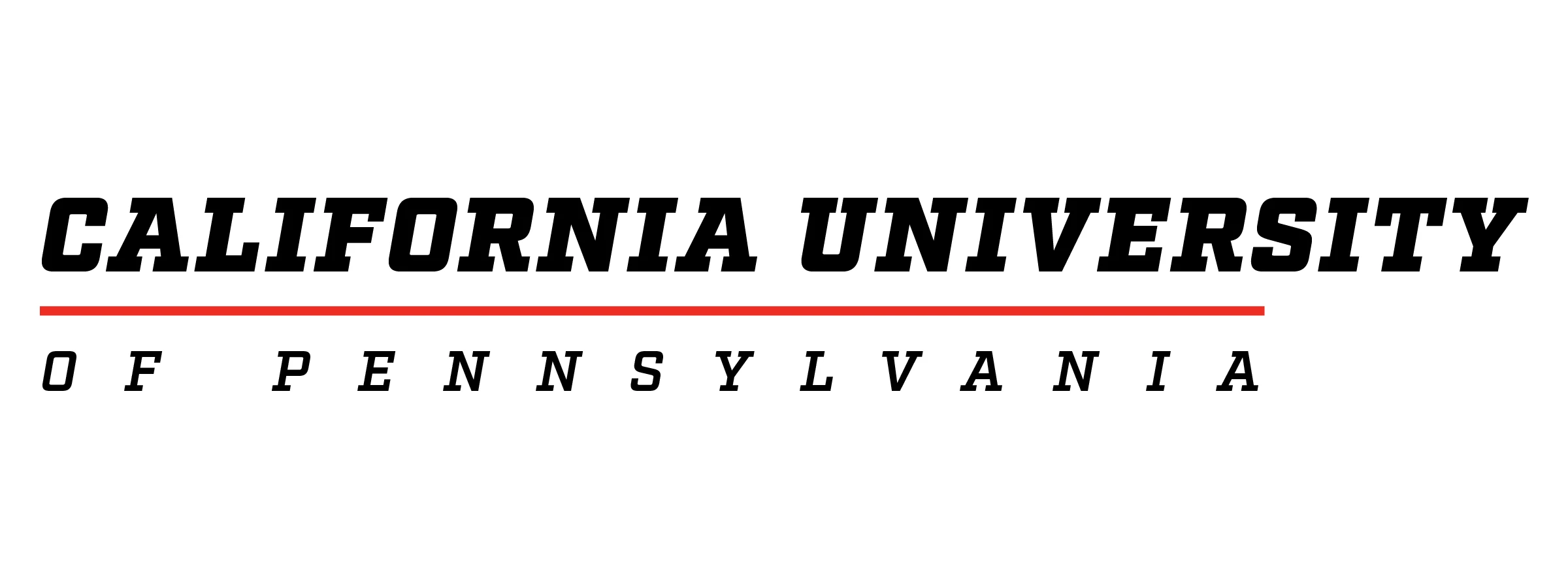 California University of Pennsylvania wordmark in black serif lettering with a red underline