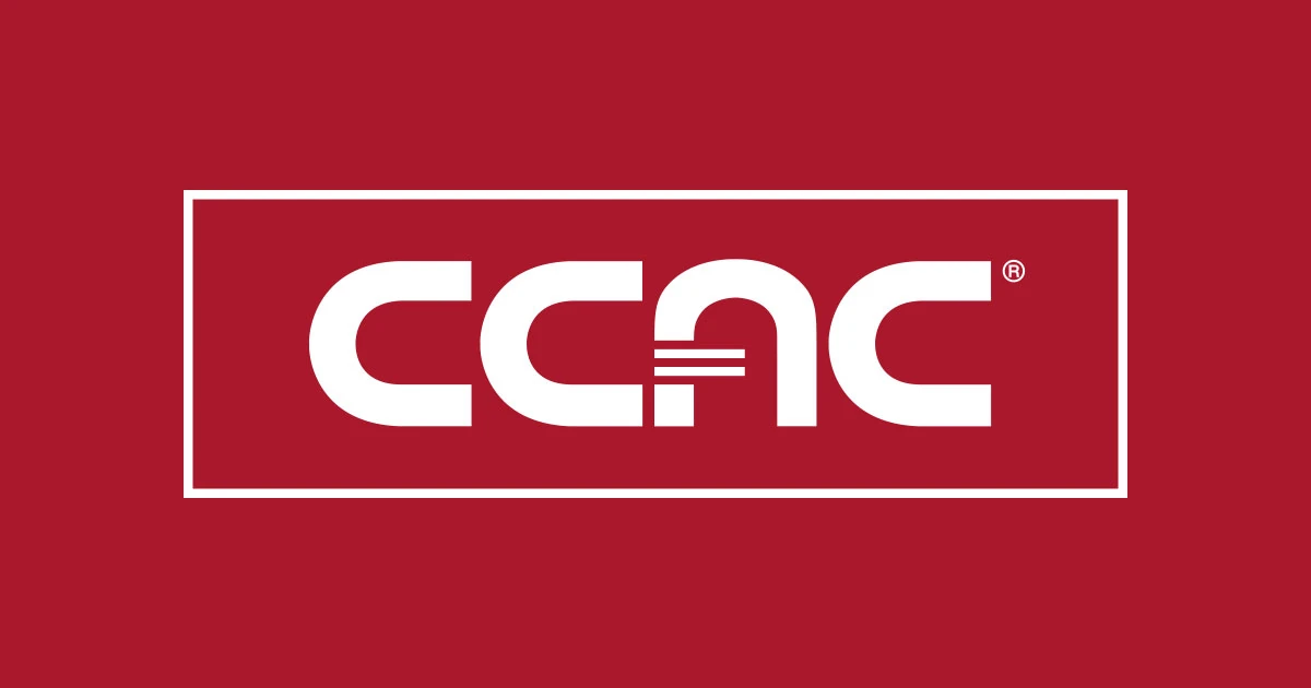 Community College of Allegheny County logo with white CCAC lettering on a red background