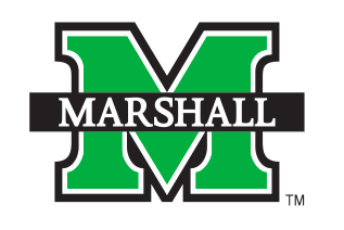 Marshall University logo with a green block M outlined in black