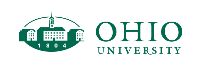 Ohio University logo with a green cupola building emblem beside the university name