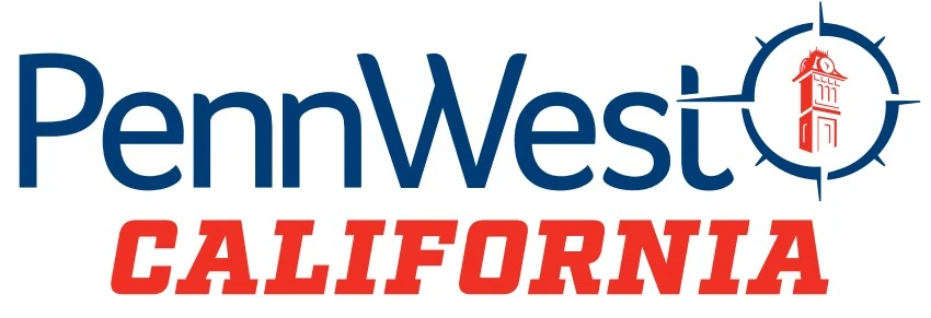 PennWest California logo with a red compass emblem beside the school name