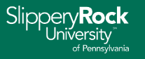 Slippery Rock University of Pennsylvania logo in white lettering on a green background