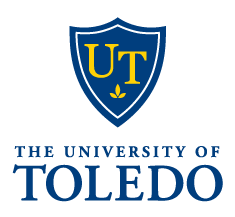 University of Toledo logo with a blue and gold shield above the university name