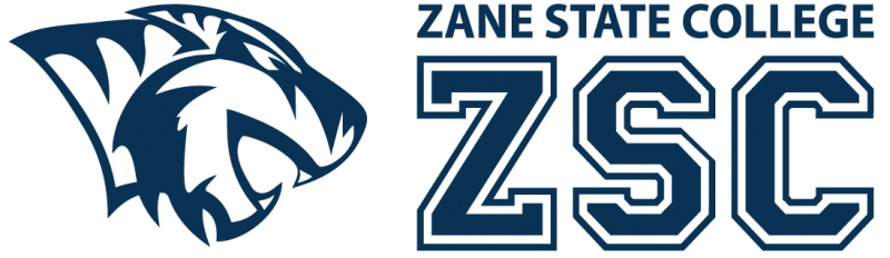 Zane State College logo with a blue cougar head beside the ZSC letters